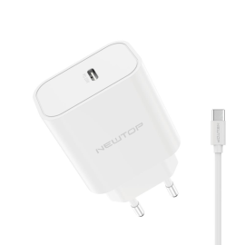 Caricatore USB-C PD 20W CM36 con cavo Type-C/Type-C velocità ed efficienza White