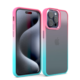 Cover per iPhone 15 Trasparente con Cornici Colorate AM12 Duo Croma Azzurro