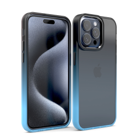 Cover per iPhone 15 Trasparente con Cornici Colorate AM12 Duo Croma Blu