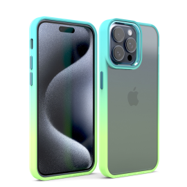 Cover per iPhone 15 Trasparente con Cornici Colorate AM12 Duo Croma Verde