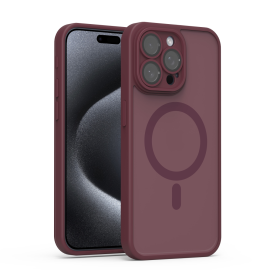 Cover Per Apple IPhone 15 Bordeaux Semi Trasparente Cerchio Ricarica con Magnete AM13