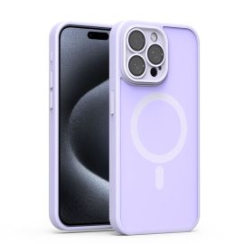 Cover Per Apple iPhone 15 PRO MAX Lilla Semi Trasparente Cerchio Ricarica Con Magnete AM13