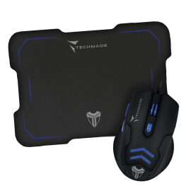 Techmade TM-M016 Mouse USB e Mousepad Gaming Blu