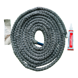 Kit Manutenzione treccia nera in fibra di vetro con silicone alta temperatura