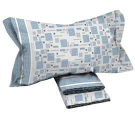 Completo letto in flanella Efeso - Novia - Azzurro, 1 piazza 150x295 - 90x200 - 52x80
