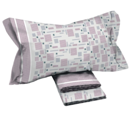 Completo letto in flanella Efeso - Novia - Rosa, 1 piazza e mezza 180x295 - 130x200 -52x80