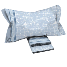 Completo letto in flanella Freya - Novia - Azzurro, 1 piazza e mezza 180x295 - 130x200 -52x80