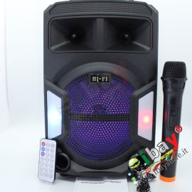 Cassa karaoke professionale 80 watt effettivi con microfono wifi usb bt mic.