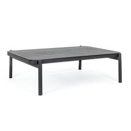 Tavolino da Giardino Antracite con Piano Effetto Pietra 120x75 cm