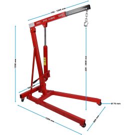 Gru gruetta idraulica da officina fino a 500 kg braccio di sollevamento 750-1290 mm