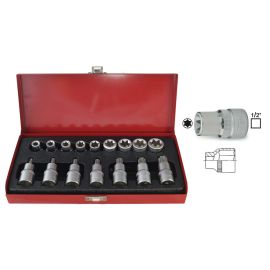 Set 16 pz bussole torx T30-T70 maschio femmina E10-24 impronta kit box