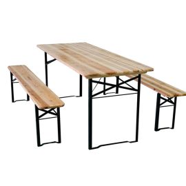 Set Tavolo da giardino 180x 70 con 2 Panchine Abete e metallo