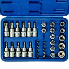 Set 34pz chiavi a bussola cassetta impronta torx interna esterna punta