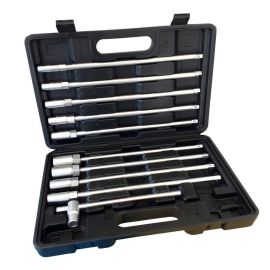 Set kit di chiavi 11 pz a T esagonali 9 bussole misura 8-19 mm