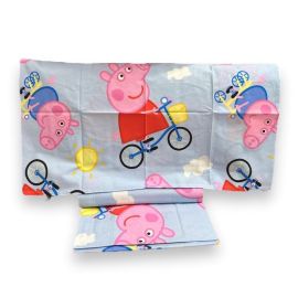 Completo lenzuola Peppa Pig per letto singolo - Azzurro