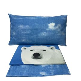 Completo per letto singolo colore blu con orso