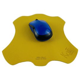 Tappetino per Mouse in Vera Pelle Made in Italy - Colore Giallo 