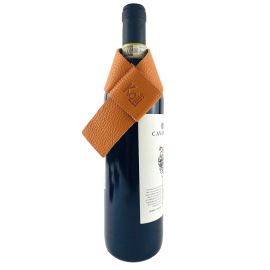 Salvagoccia per Bottiglia Vera Pelle Made in Italy - Col. Arancione