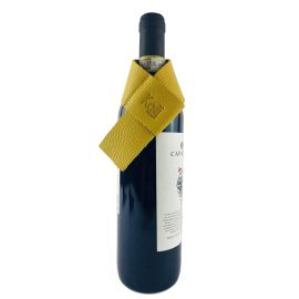 Salvagoccia per Bottiglia Vera Pelle Made in Italy - Col. Giallo
