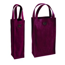 Borsa Porta Doppia Bottiglia in Canvas/ Vera Pelle - Col. Bordeaux