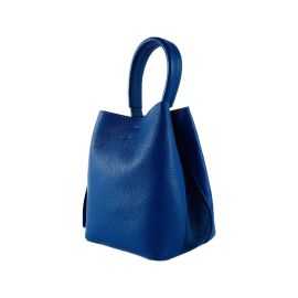 Borsa Secchiello Donna con Pochette e Tracolla in Vera Pelle Col. Blu Royal