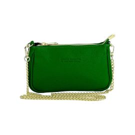 Borsa Piccola con Tracolla in Vera Pelle Made in Italy Col. Verde