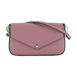 Borsa a spalla con Tracolla in Vera Pelle Made in Italy Col. Rosa Antico