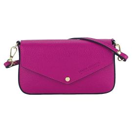 Borsa a spalla con Tracolla in Vera Pelle Made in Italy Col. Fuxia