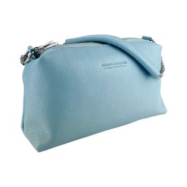 Borsa Donna a Mano in Vera Pelle Made in Italy Col. Celeste