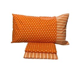 Completo letto Madapolam Stampato Pois matrimoniale Arancio