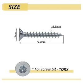 Viti per legno in ferro zincato, 3,5 x 25 mm, testa croce, 500 pezzi (500)