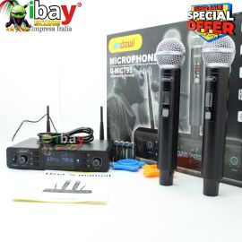 Microfoni x2 wireless UHF professionali dinamici senza fili karaoke feste DJ  60MT