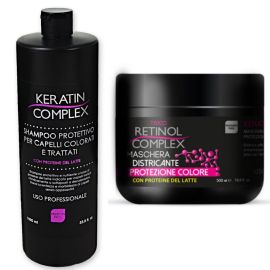 Shampoo e maschera capelli colorati trattati KERATIN COMPLEX proteine del latte
