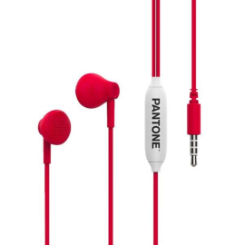 Auricolare Pantone in-ear con cavo tondo microfono e tasto di risposta Rosso