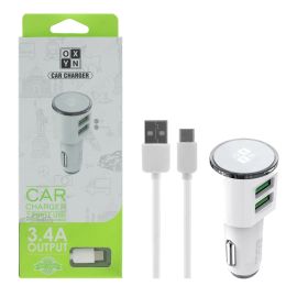 OXYN Caricatore Auto 3.4A 2USB con cavo Type-C - Ricarica Veloce e Sicura