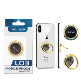 Anello adesivo ruotabile gancio supporto corpo metallo per cellulare L03 Gold