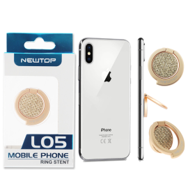 Anello adesivo ruotabile gancio supporto corpo metallo per cellulare Gold L05