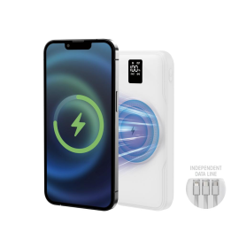 Wireless power bank con display LED PD 22.5W fast charging 10000mAh Bianco