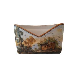 Portaposta in ceramica di castelli dipinto cm 22x15
