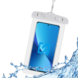 Cover Impermeabile Per Smartphone Fino A 6.5” Waterproof Con Tracolla Bianco WA06