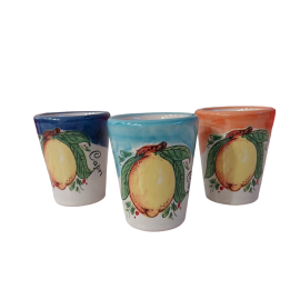 Bicchierini in ceramica limoncello liquore capri con disegno limoni 6 pezzi