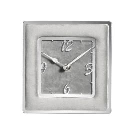 Orologio da tavolo in velluto grigio e specchio argento