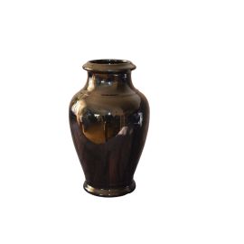 Vaso nero in ceramica di Castelli dipinto a mano cm 34