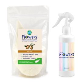 PROFUMA BUCATO E AMBIENTE IN POLVERE ECOLOGICO FLOWERS ARGAN 200 GR +SPRUZZINO VUOTO