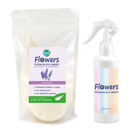 PROFUMA BUCATO E AMBIENTE IN POLVERE ECOLOGICO FLOWERS LAVANDA 200 GR + SPRUZZINO VUOTO