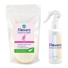 PROFUMA BUCATO E AMBIENTE IN POLVERE ECOLOGICO FLOWERS LILLA' 200 GR + SPRUZZINO VUOTO