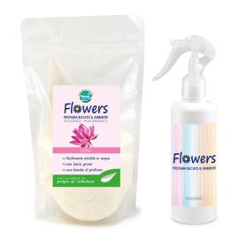 PROFUMA BUCATO E AMBIENTE IN POLVERE ECOLOGICO FLOWERS LOTO 200 GR + SPRUZZINO VUOTO