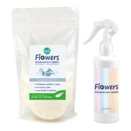 PROFUMA BUCATO E AMBIENTE IN POLVERE ECOLOGICO FLOWERS MUSCHIO BIANCO 200 GR +SPRUZZINO VUOTO