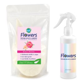 PROFUMA BUCATO E AMBIENTE IN POLVERE ECOLOGICO FLOWERS ROSA E PEONIA 200 GR + SPRUZZINO VUOTO