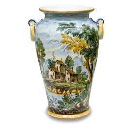 Portaombrelli in ceramica di castelli dipinto a mano cm 52